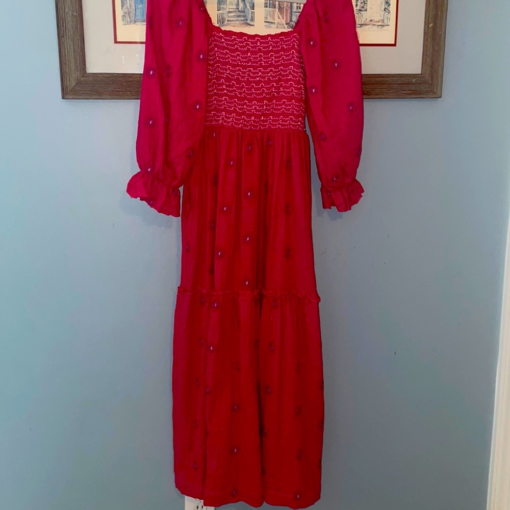 Gauze Long Puff Sleeve Dress SMALL